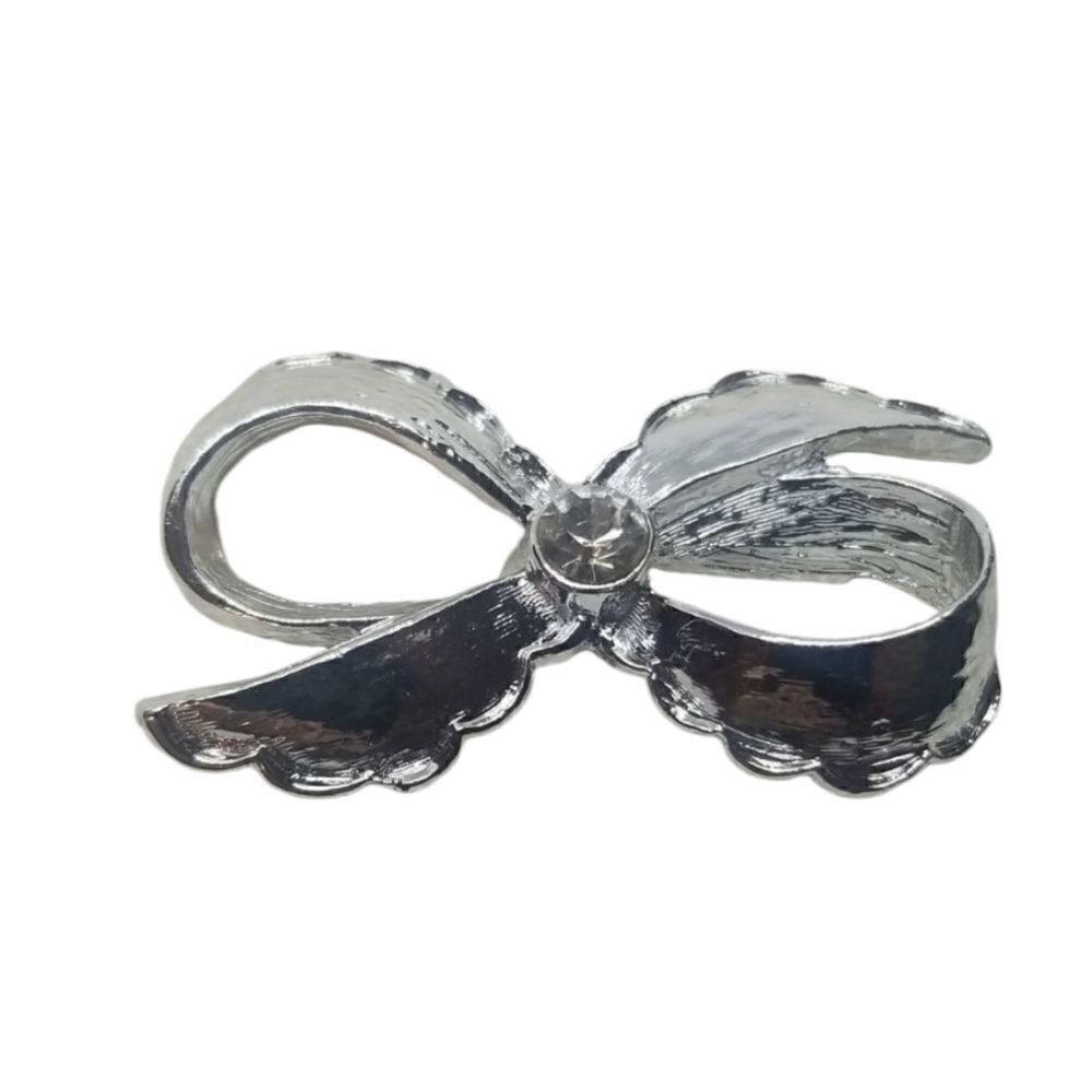 Gerry's Pin Brooch Silver Bow Swirl Crystals Vintage